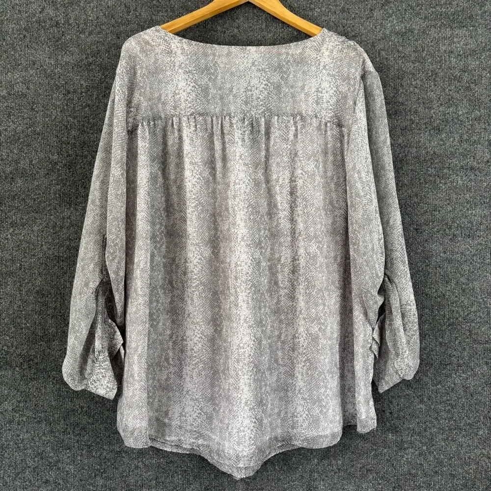 Calvin Klein Womens Gray Snakeskin Print Top Size 2X Pullover Office Career - Picture 2 of 10
